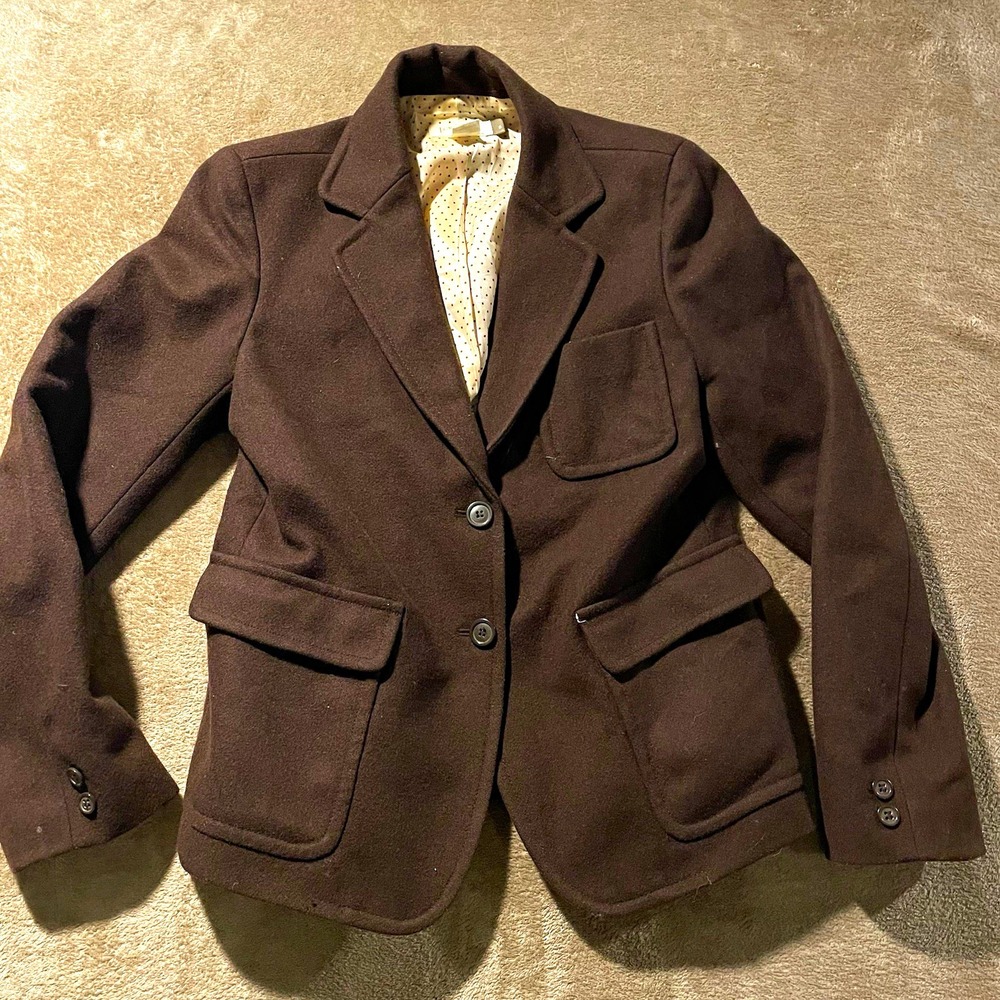 J.CREW Blazer Womens Small Wool Chocolate Brown Two Button Jacket Pockets